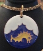 Cloisonne Golden Dolphin medallion